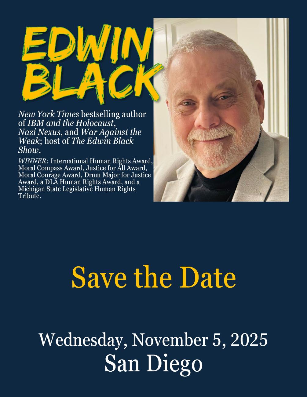 Special Event: An Evening in San Diego with Edwin Black 