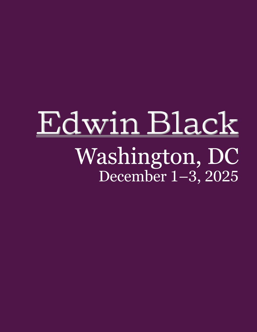 Special event: Edwin Black in DC