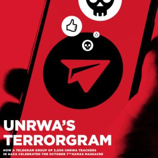 Cover detail from UN Watch's UNRWA Terrorgram report